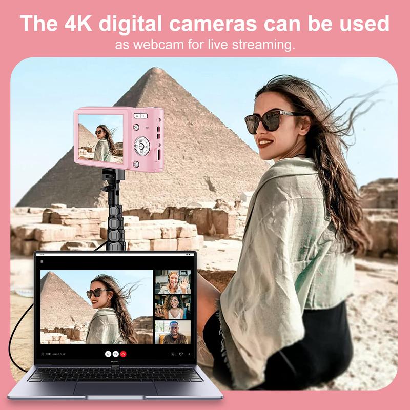 4K Digital Camera Autofocus 50MP Vlogging Camera with 32GBSD Card 16x Digital Zoom Compact Camera, 2.8-inch Screen, Fill-in Light, Anti-Shake