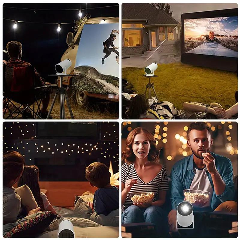 Mini portable projector, supporting Wi-Fi 5 and Bluetooth 5. It can perform screen adjustment and 180-degree rotation. It is a home video projector with an Android operating system built in. built-in audio home use Watch