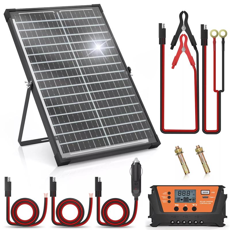 Bifacial 30W Solar Panel Kit 12V Charger Battery Controller Maintainer for RV US solar panel