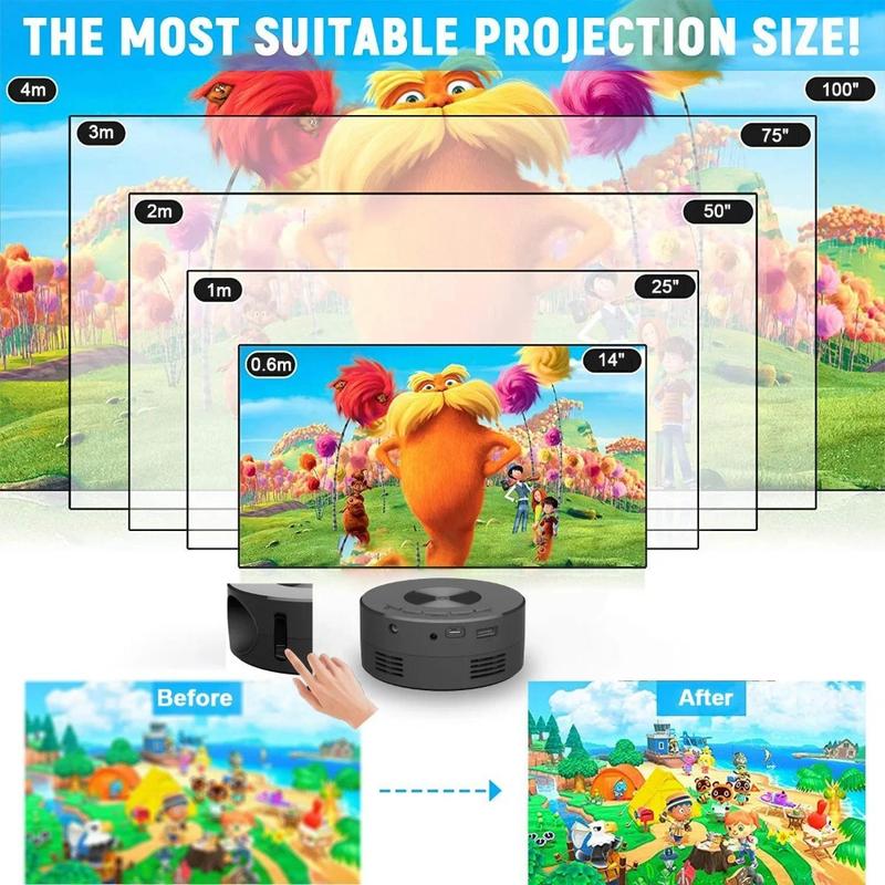 Portable mini projector HD home theater LCD children's mobile phone on the same screen