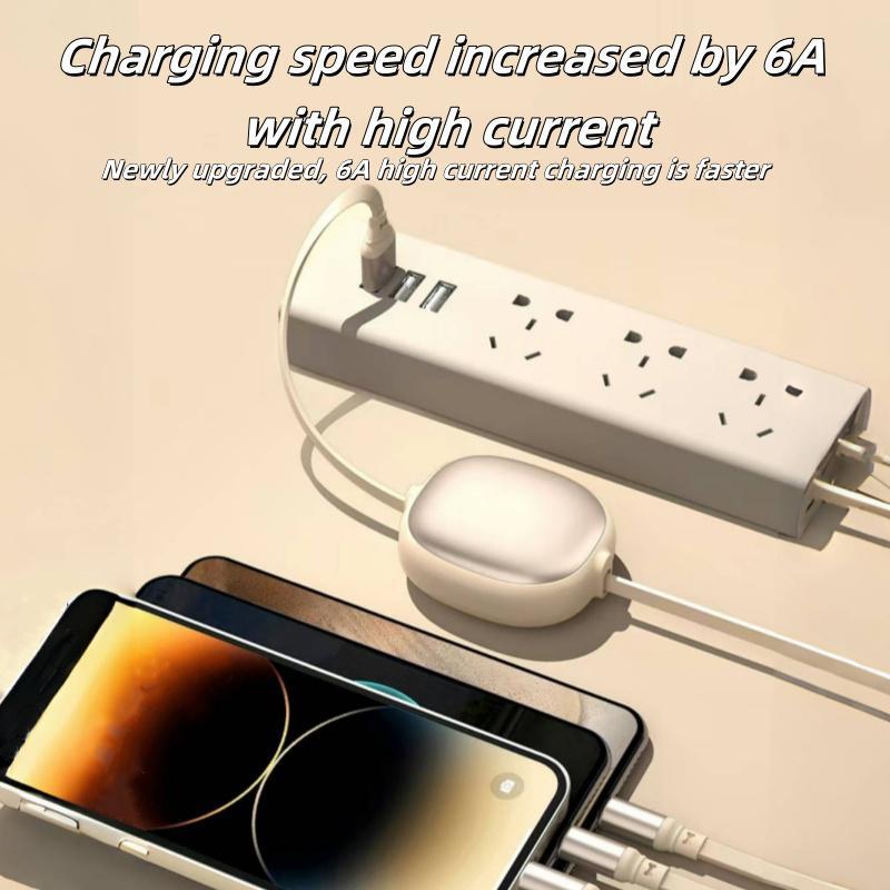 3 in 1 Fast Charging Data Cable, Retractable Portable Charging Cable for Lightning, Micro USB Type C Charger Cable for iPhone Samsung