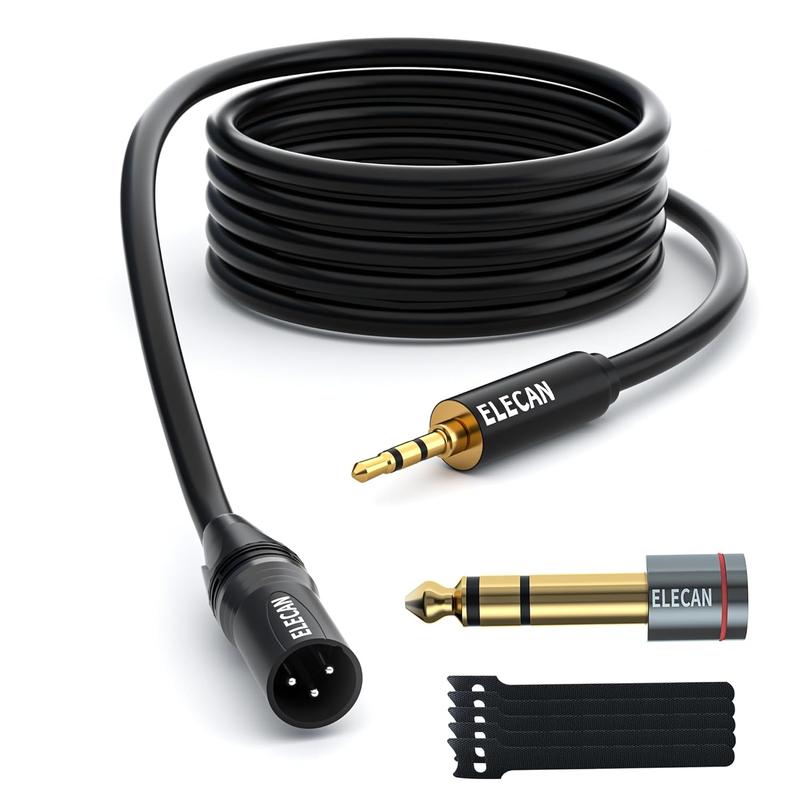 20 Ft 3.5mm TRS to XLR Balanced 3 Pin Male Cable, Stereo Guitar Cord with 1 8 Inch to 1 4 Inch Adapter and Ties, Professional HiFi Audio Connection