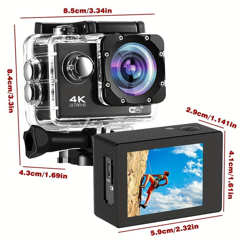 Multi-Functional 4K Ultra HD Action Camera-Waterproof and Shockproof Body, Wireless Remote Control, 170 ° Wide Angle Lens, Image Stabilization and Complete Accessory Bag | Unlock Higher Level Adventure Camera with Professional-Grade Features