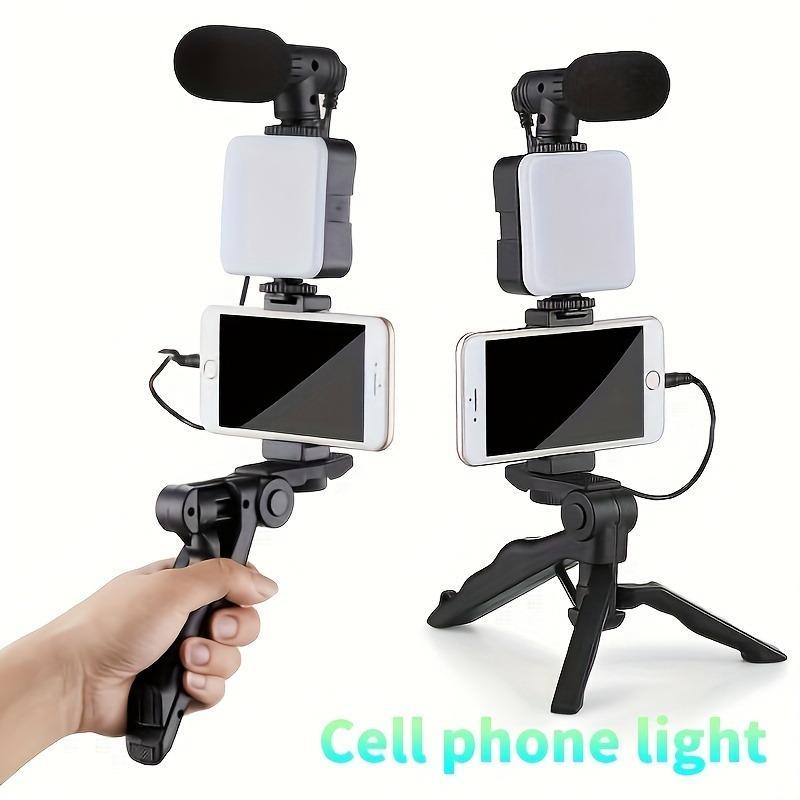 Selfie Kit with 49LEDs Fill Light, Selfie Stick Tripod with Phone Holder & Microphone, Selfie Accessories for Live Streaming, Video Calling, Video Blogging