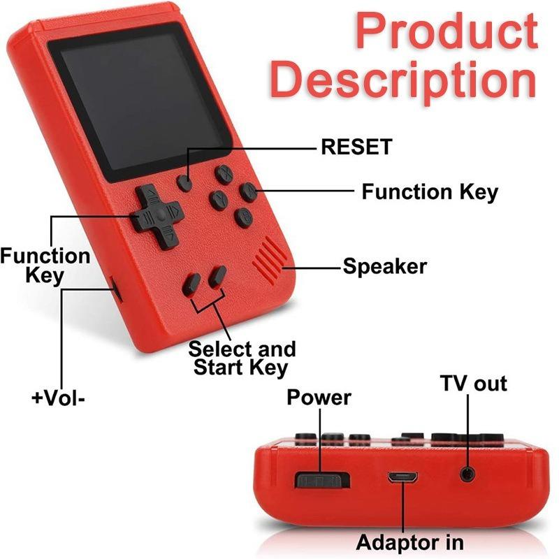 Rechargeable Portable Handheld Game Console with TV Connection for Single and Two Players Protection