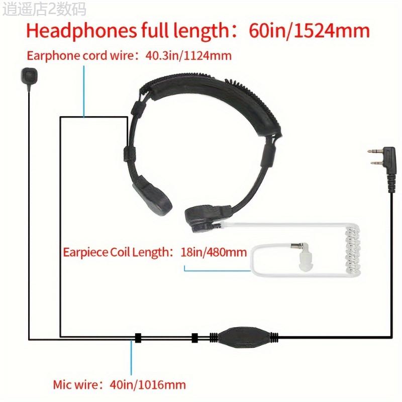 1pc 2pcs Air Conduction Noise Reduction Throat Control Tactical Headset for Baofeng, Jianzong and Other Walkie Talkie Models (BF888S, UV-5R, UV-9R PLUSTK-2107, NX-3320, NX-320PT558, TC-510, TC-700) Audio Button Waterproof Plastic