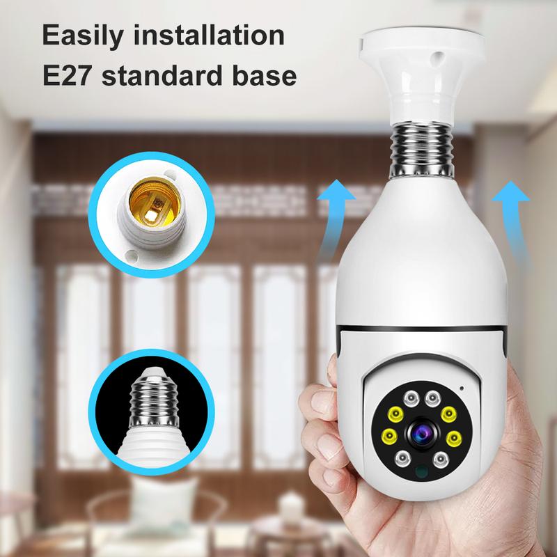 Light bulb camera,Bulb Security Camera 5 2.4Ghz- Indoor Outdoor Full Color Day Night Camera, Motion Detection, Sound & Light Alarm, Two-Way Audio, Home Yard Store,WiFi, Two-Way Audio, Easy Install Wireless Card Device Micro