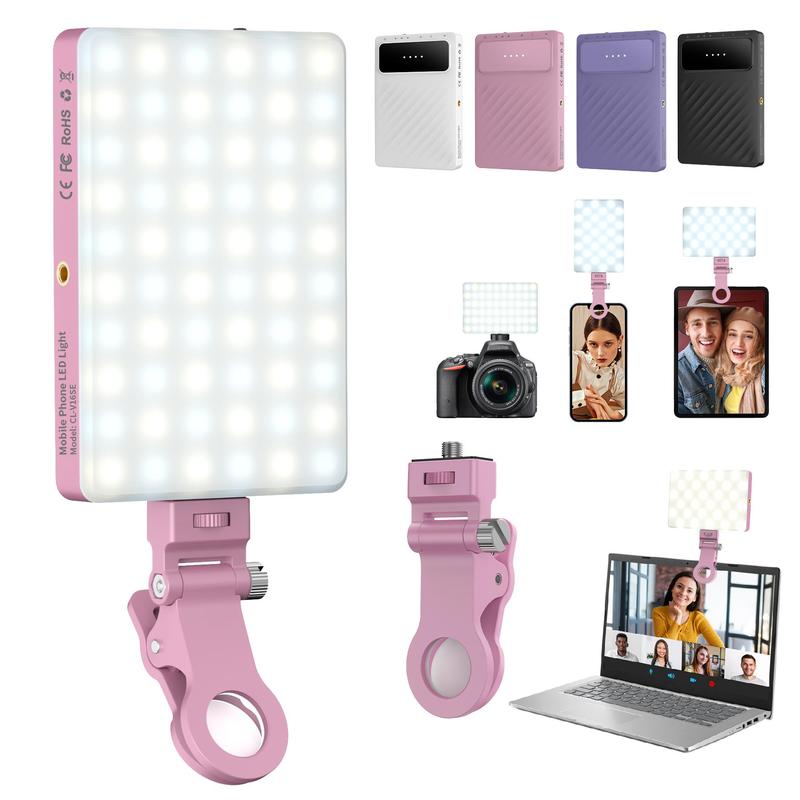 Portable Selfie Light with Clip, 1 Count USB Rechargeable High Power 60 LEDS Phone Fill Light with 3 Light Modes, Suitable for Cellphone, Camera, Laptop