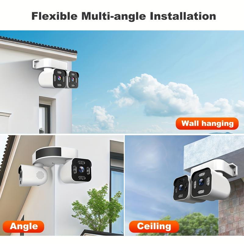 Wireless Outdoor 2K HD Dual Lens PTZ Security Camera - 360 Degree Motion Sensor Camera with 2 Way Audio Talk, Night Vision, Siren Alarm and 2.4G WiFi Connectivity for Home Security