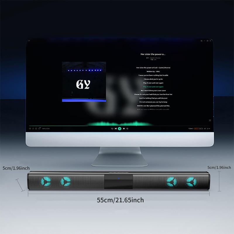 2000mAh Wireless Bluetooth-Compatible Speaker, USB Rechargeable Home Theater Soundbar With RGB Light, Hifi Sound Quality Subwoofer Wireless BT Speaker For TV PC