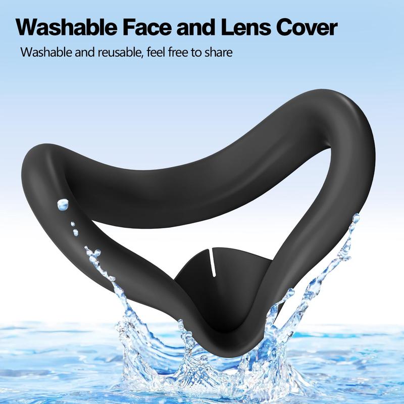 VR Face Pad, Sweatproof Soft Silicone Face Cover, 1 Count Washable Lightproof Anti-leakage Face Cushion Compatible with Quest 3S, VR Accessories