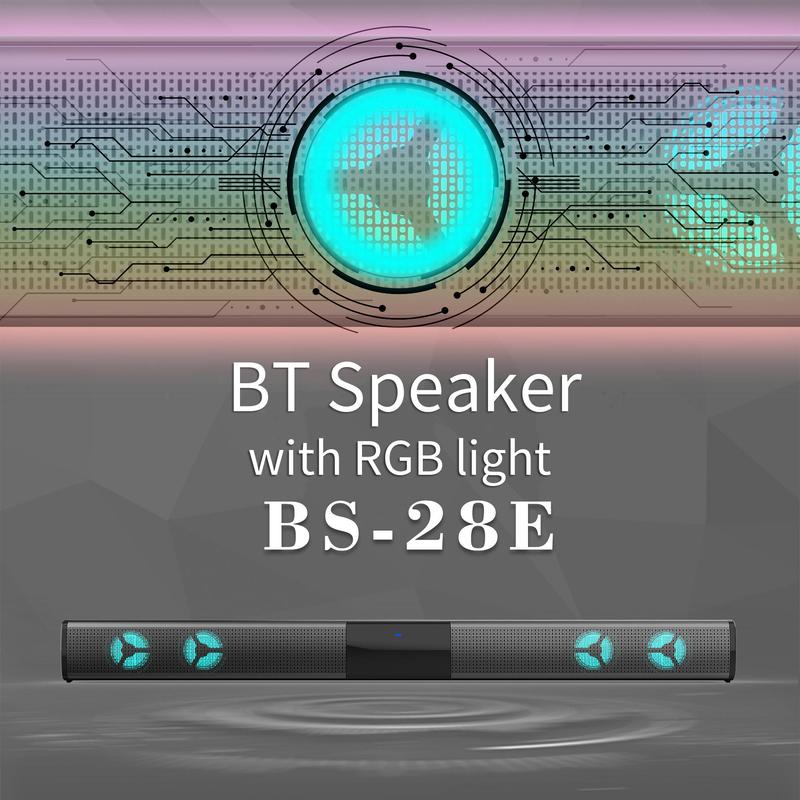 2000mAh Wireless Bluetooth-Compatible Speaker, USB Rechargeable Home Theater Soundbar With RGB Light, Hifi Sound Quality Subwoofer Wireless BT Speaker For TV PC