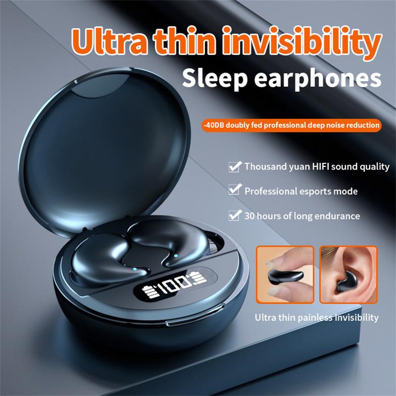 Comfortable Sleep  Side Lying Bluetooth Sleep  True Wireless Mini  Stereo Clear Call IPX5 Waterproof Invisible Minimum  Black Audio Headphones  Noise Earbud Electronic