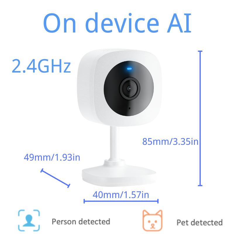 Plug-in Camera Security for Summer, 2K High Definition Video Security Cameras with Night-Vision & Motion-Detection, Two-way Audio Home Security Camera, 2.4GHz Wireless Household Portable Monitor, Home Camera Security for Pet Monitoring