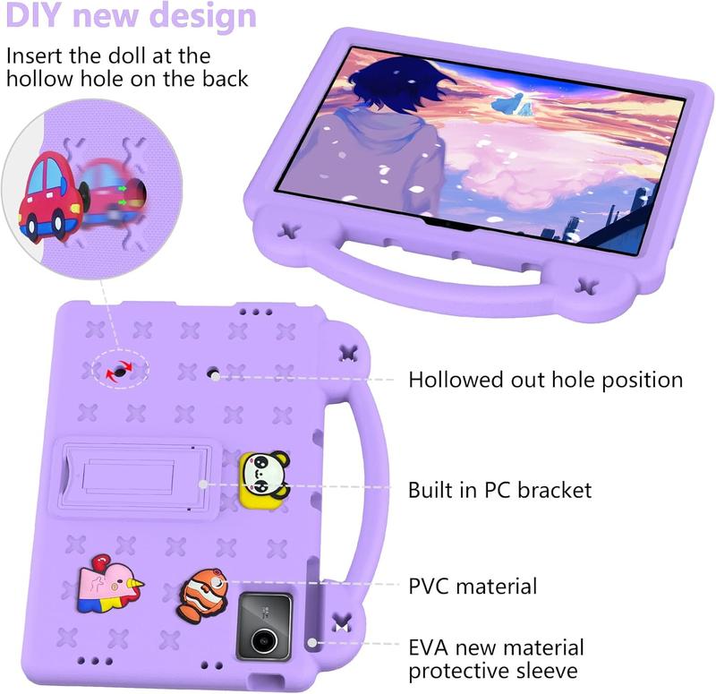 for  Tab M11 Case 11 inch (TB330FU TB330XU),  EVA Shockproof Cover for  M11 Tablet Case, with Stand Handle Cartoon Figures, Purple