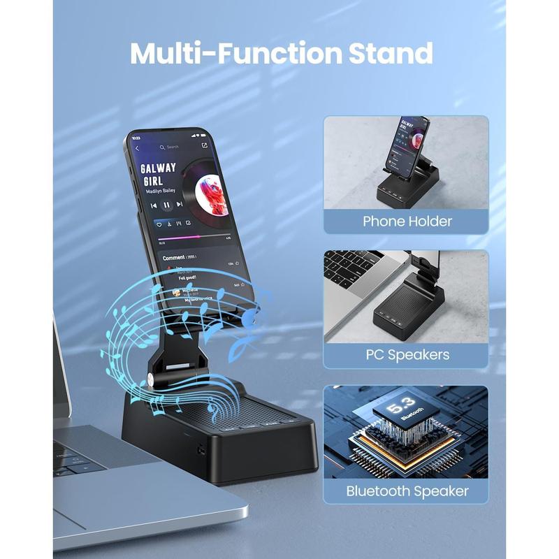 Mobile phone holder with Bluetooth speaker, high-definition surround sound, suitable for home use, compatible with mobile phones and computers Mount