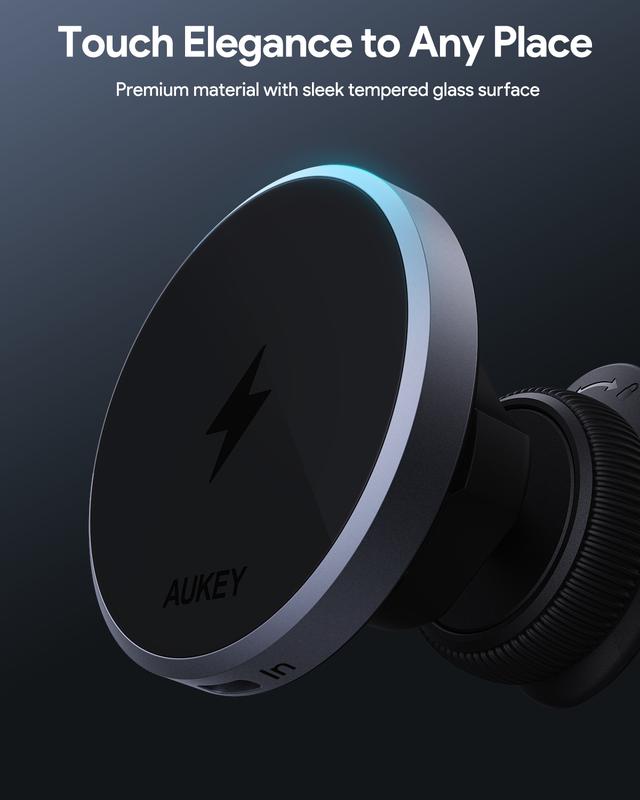 AUKEY HD-MC13 15W Qi2 Wireless Car Phone Mount Holder Magnetic Charging Phone Mount with Cooling System Accessories Smartphone Cellphone Stand