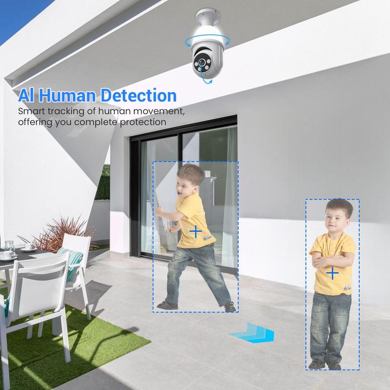 1080P Light Bulb Wireless Security Camera, Bulb CCTV, Outdoor CCTV, Smart Camera, Smart Motion-Detection Cloud Storage Camera with Two-Way Audio & Night-Vision, 360-degree Rotatable Security Camera for Home Outdoor & Indoor Surveillance