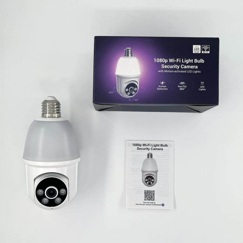 1080P Light Bulb Wireless Security Camera, Bulb CCTV, Outdoor CCTV, Smart Camera, Smart Motion-Detection Cloud Storage Camera with Two-Way Audio & Night-Vision, 360-degree Rotatable Security Camera for Home Outdoor & Indoor Surveillance