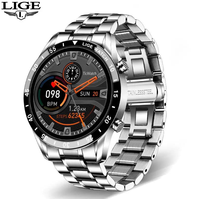 Lige 2024 smart watch men full circle touch screen Bluetooth call men smartwatch waterproof sport activity fitness watch + box