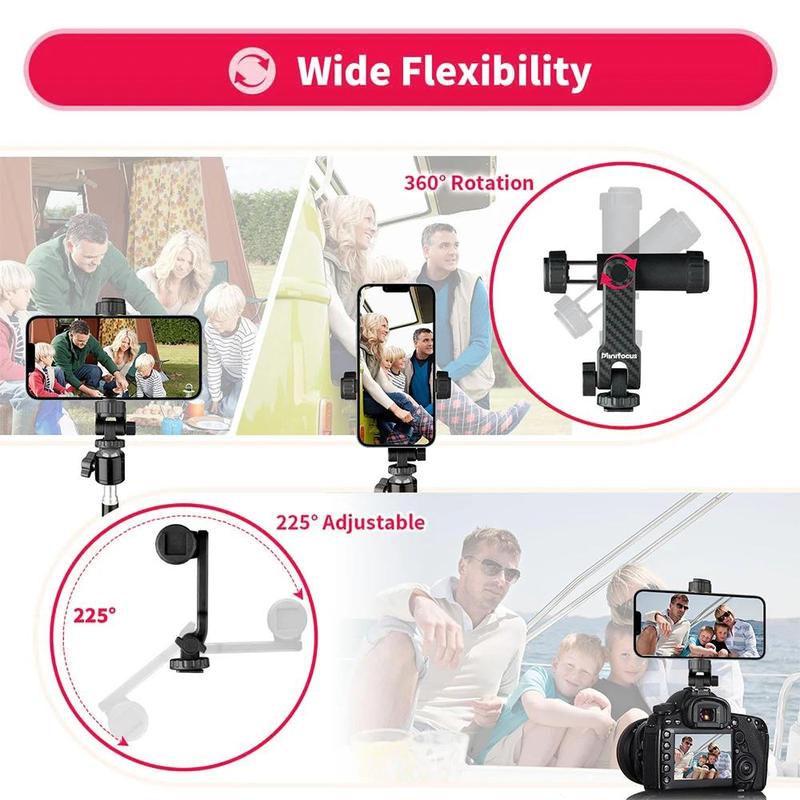 MINIFOCUS Universal Vertical & Horizontal Tripod Phone Holder Adapter, 360° Rotation & Tilt Adjustable Clamp, Smartphone Clamp Adapter for iPhone, Android