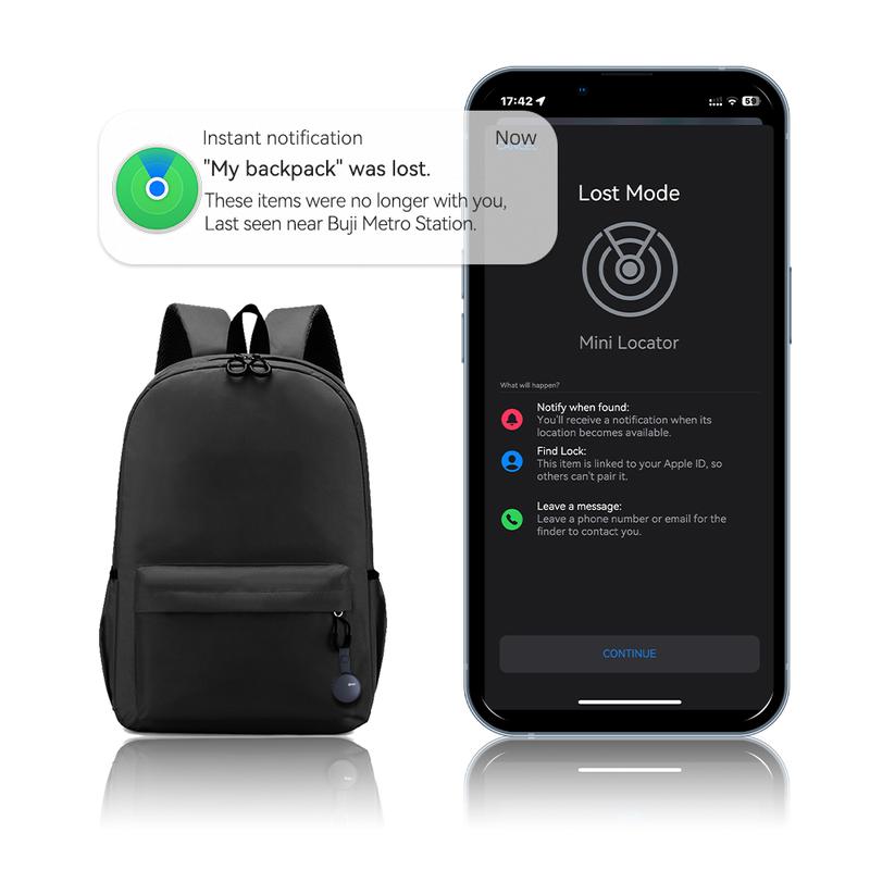 Water-Resistant Small Bluetooth Tracker for Pets, Keys, Luggage, and More with Up to 250ft Range Compatible with iOS and Android - Black - GPS Device Button, Electronic, Map, Phone