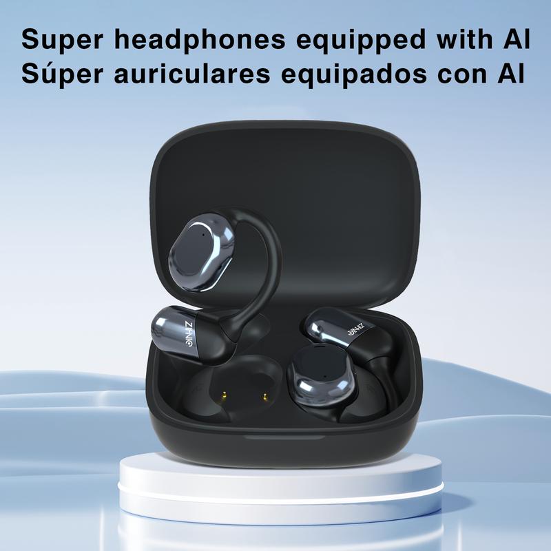 ZIHNIC S05 AI Translation Open-Ear Headphones,Bluetooth V5.4,Wireless OWS On-Ear Earbuds Support 135 Languages, Automatic Translation Earphones With Charging Case Support AI Chat