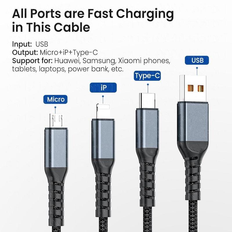 3-in-1 Digital Display Charging Cable, 100W PD Fast Charging Cable, Multifunctional Charging Cable Compatible with Samsung Galaxy, Xiaomi, Macbook, iPad, iPhone