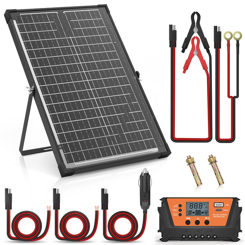 Bifacial 30W Solar Panel Kit 12V Charger Battery Controller Maintainer for RV US solar panel