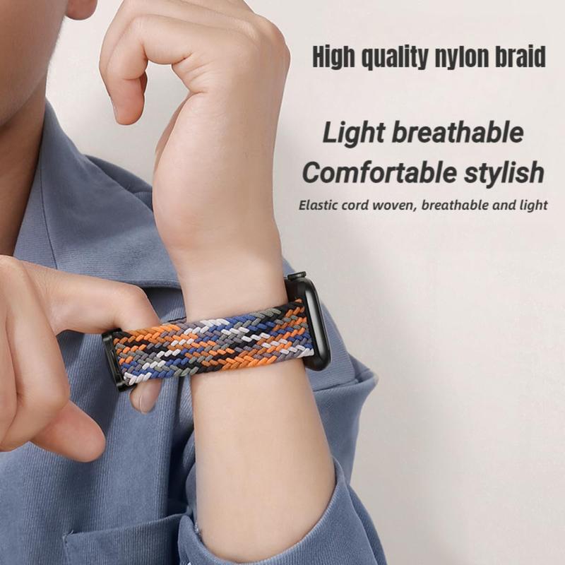 Nylon Braided Watch Band & Cortical Bracelet Set, Fashionable Watch Band Set for Apple Watch, Smart Watch Accessories for Men & Women