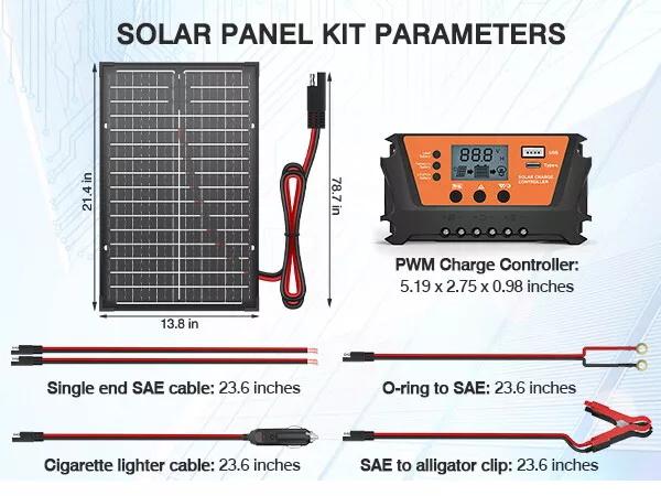 Bifacial 30W Solar Panel Kit 12V Charger Battery Controller Maintainer for RV US solar panel