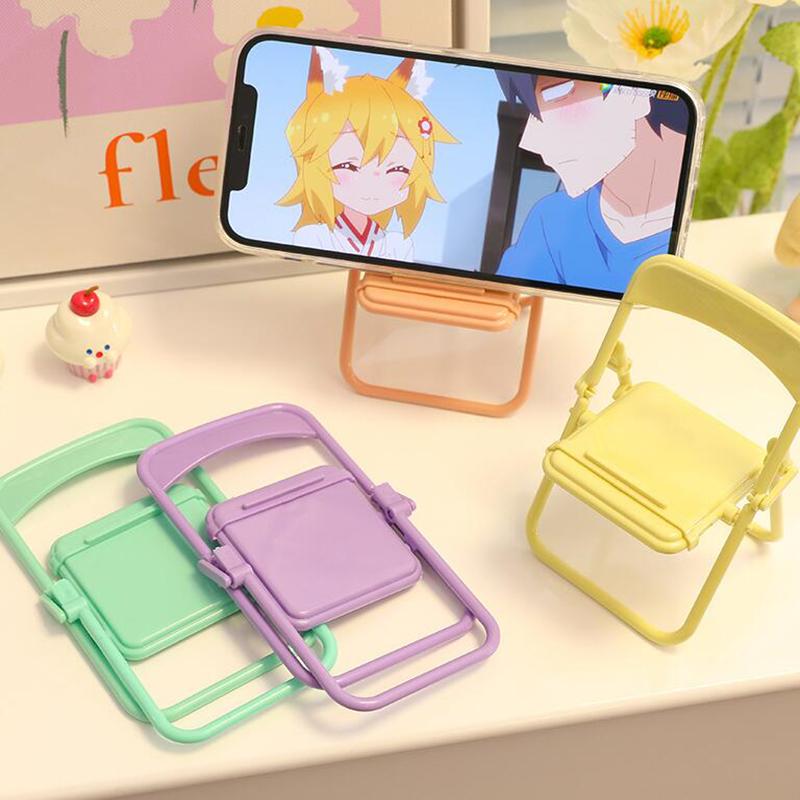 1Pcs Cute Mobile Phone Stand Desktop Phone Stand Kawaii Mini Chair Adjustable Holder for ipad Cellphone Desk Organizer