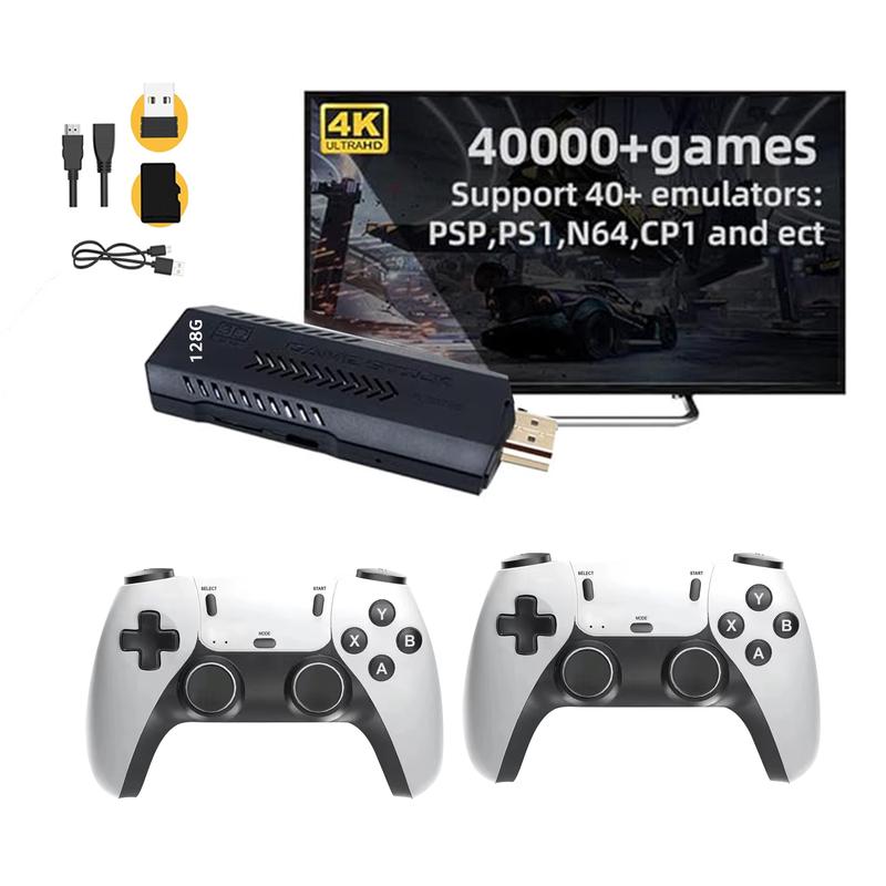 Upgrade Wireless Retro Game Console Stick, ZeroStory Retro Video Game Console Stick Built in 40000+ Games with 40 Emulators, 4K HDMI Output with 2 2.4G Wireless Controllers