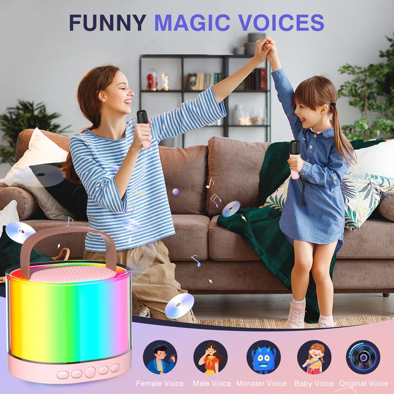 Upgraded Bluetooth mini karaoke machine K52! It is equipped with 2 Bluetooth wireless microphones and is a Christmas gift for boys and girls, Audio Smartphone!