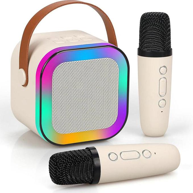 Portable Wireless Karaoke Speaker with Microphone, HIFI Stereo Sound Subwoofers, KTV Speaker Subwoofer with RGB Colorful LED  Karaoke Machine Sound System for Outdoor Sports Travel, Audio Device, birthday gifts for girls and children Christmas