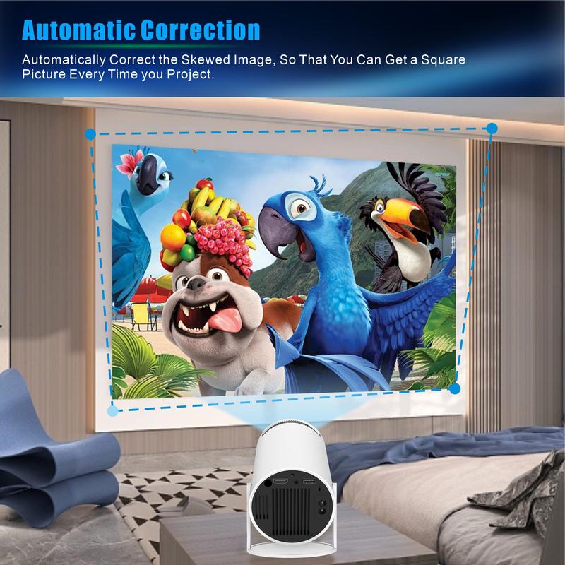 Mini Projector HY300 PRO, Auto Keystone Correction Portable Projector, 4K  200 ANSI Smart Projector with 2.4 5G WiFi, BT 5.0, 130 Inch Screen, 180 Degree Flip, Round Design, Home Video Projector