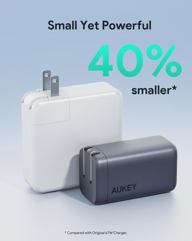 AUKEY PA-B6U Wall Charger Omnia II Mix 67W 3-Port Super Fast Charging Wall Charger Smartphone Cellphone Electronic Mobile