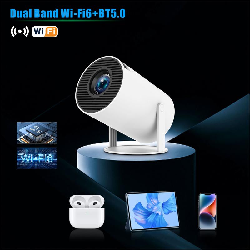 Mini Projector HY300 PRO, Auto Keystone Correction Portable Projector, 4K  200 ANSI Smart Projector with 2.4 5G WiFi, BT 5.0, 130 Inch Screen, 180 Degree Flip, Round Design, Home Video Projector