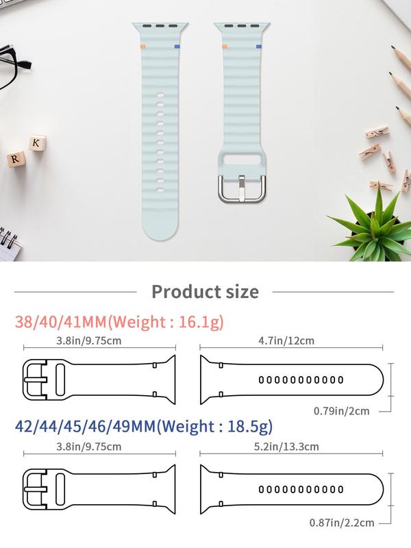 Solid Color Silicone Watch Band, Adjustable Soft Waterproof Replacement Watch Band, Fashion Watch Accessories for iWatch Series