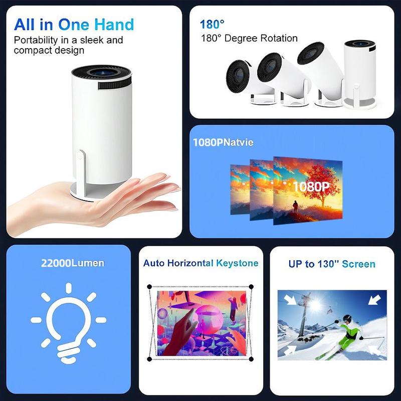 Portable Projector, 1 Count HD Projector, Home Theater Projector, High Compatibility, Wireless Projector for Home, Office, Outdoor, Travel