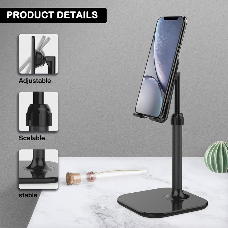 Cell Phone Stand, Phone Stand for Desk, Phone Holder Stand Compatible with iPhone and All Mobile Phones Tablet, Christmas Stocking Stuffers Gifts for Adults Women Men Mom Wife, Black Cellphone Smartphone