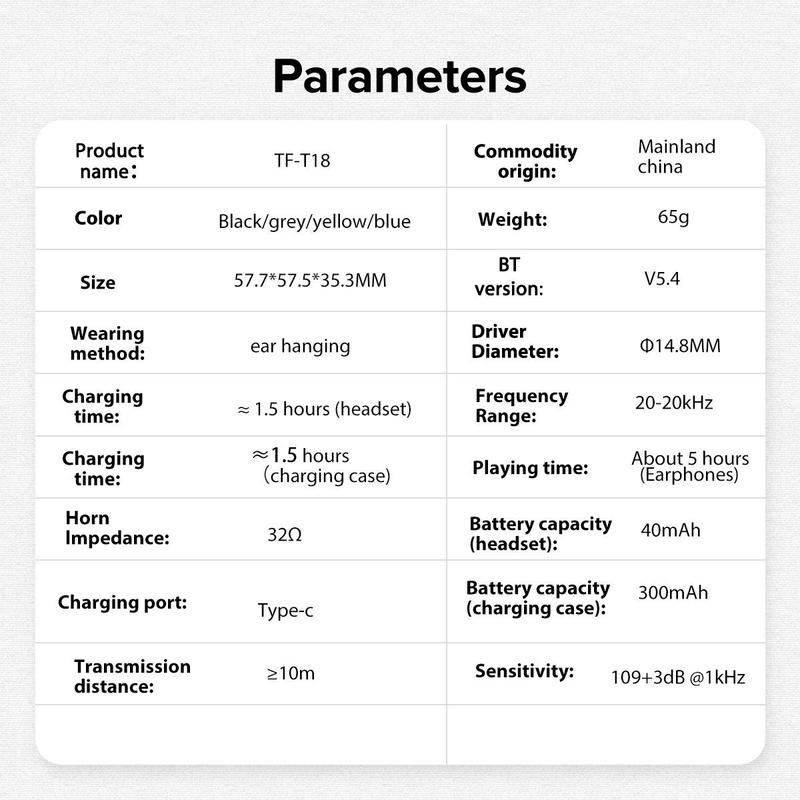 Transformers TF-T18 Wireless Ear Hanging Earphone, Bluetooth-compatible Earbuds, Low Latency HIFI Sound Quality Long Range Wireless Earbuds, Audio Earbud, Gifts for Boyfriend