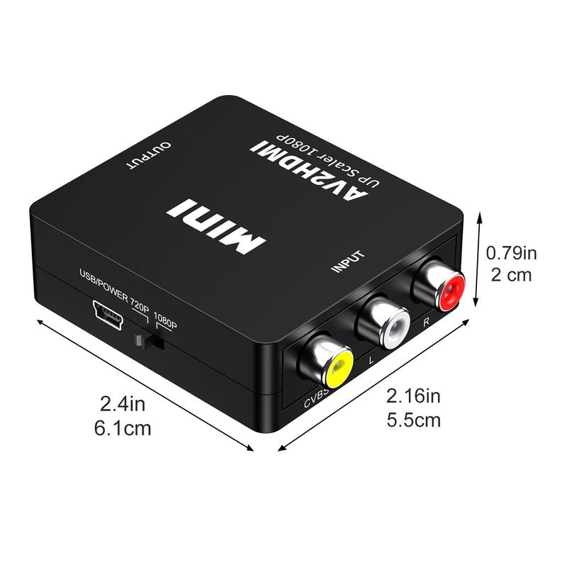 RCA To HDMI Converter, AV To HDMI Converter, 1080P Mini RCA Composite CVBS Video Audio Converter, Support PAL NTSC Formats, Suitable for PS2, PS3, Set Top Box, Xbox, VHS, Video Machine, Camera, DVD