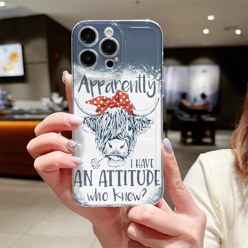 Cartoon Cute Bull Pattern Phone Case, Anti-drop Decorative Phone Protector Cover, Phone Accessories Compatible with iPhone Series