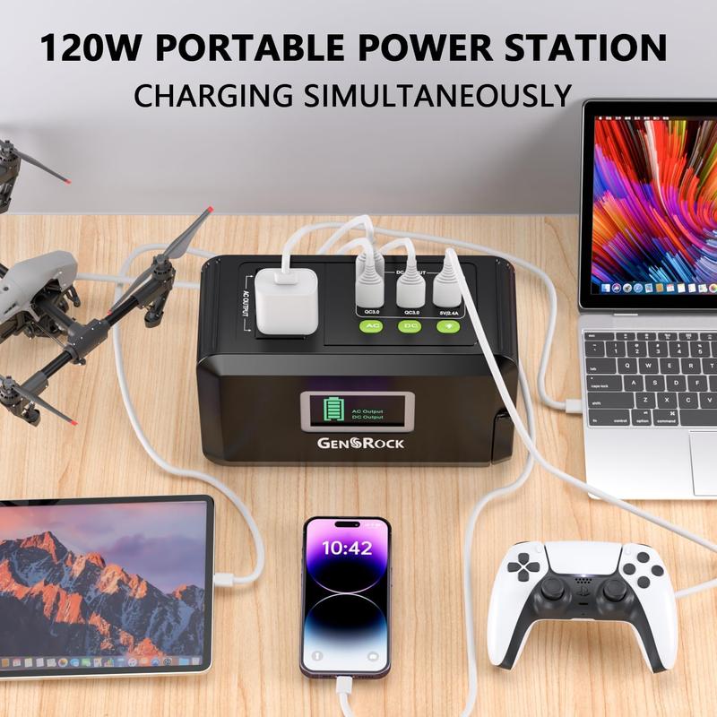 120W Portable Power Bank, All-in-One Rechargeable Wireless Charger with USB Ports and Multiple Sockets for Mobile Phones, Smartphones, and Accessories – Perfect for On-the-Go Charging.   110V 120W  for Camping,  and Emergency Use. Green Fast Charger