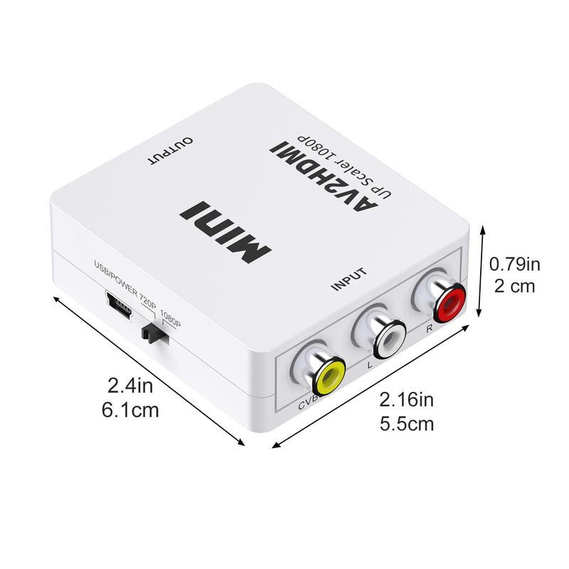 RCA To HDMI Converter, AV To HDMI Converter, 1080P Mini RCA Composite CVBS Video Audio Converter, Support PAL NTSC Formats, Suitable for PS2, PS3, Set Top Box, Xbox, VHS, Video Machine, Camera, DVD