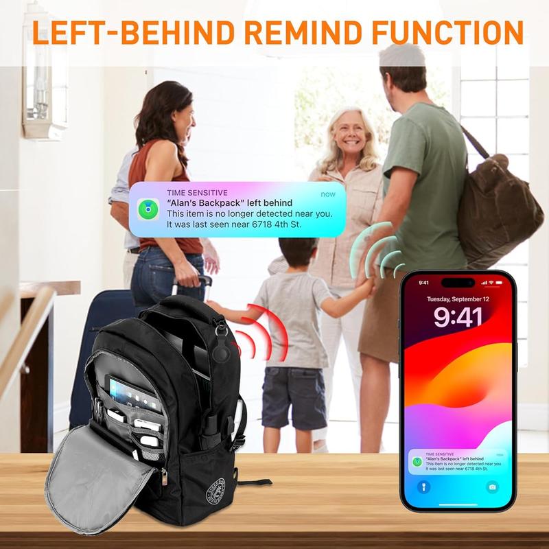 Latest Air Tracker Tags, Luggage Tracker Key Finder Project Locator Works with Apple Find My(iOS only) to track your keys, wallet, suitcase, bike, IP67 waterproof, with Case w. Keychain (4-Pack)