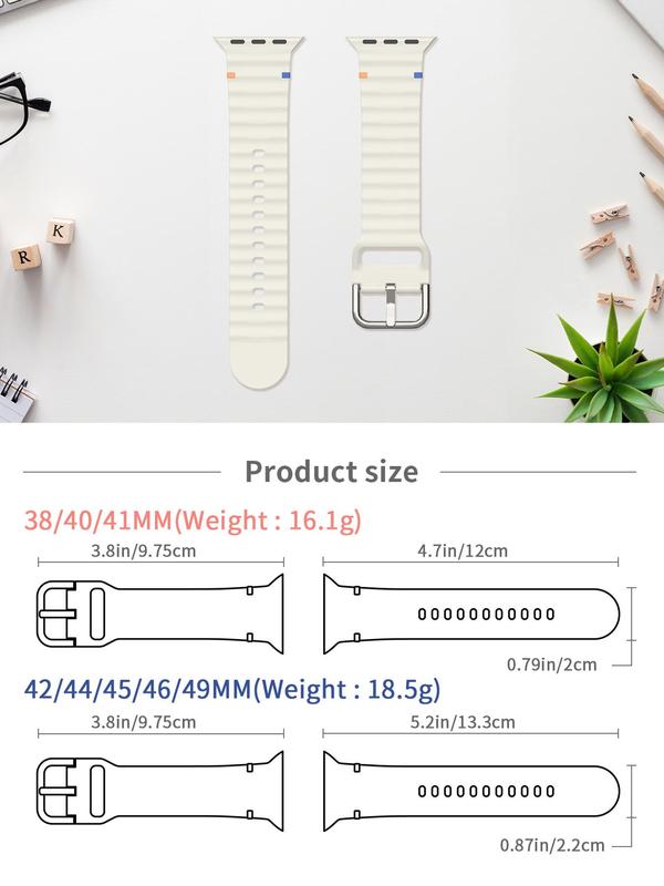 Solid Color Silicone Watch Band, Adjustable Soft Waterproof Replacement Watch Band, Fashion Watch Accessories for iWatch Series