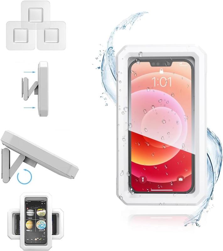 Shower Phone Holder | Upgraded 480Rotation | Adjustable Wall Mount Phone Holder Phone Stand Waterproof Case for Bathroom Bathtub | Anti-Fog Shower Phone Holder for 4