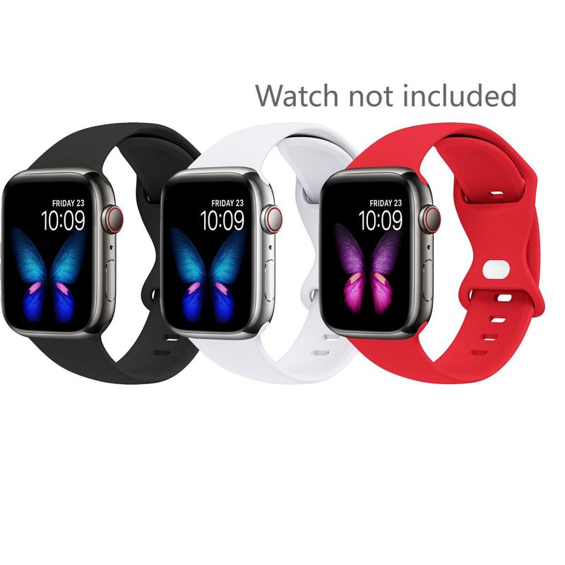 Solid Color Soft Silicone Sport Watch Band, 3 Counts set Waterproof Replacement Watch Band for Women & Men, Wearable Accessories Compatible with iWatch Series 9 Ultra 8 7 6 5 3 2 1 SE